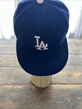 New Era Los Angeles Dodgers Blue Fitted Cap with White LA Logo